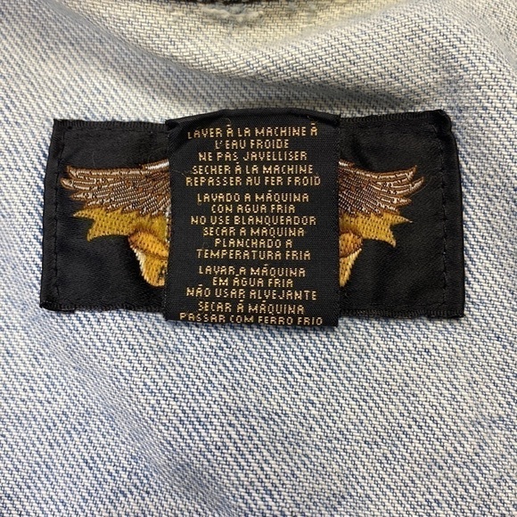 Vintage Harley Davidson Biker Denim Button Front Jacket Size Large - Picture 3 of 9